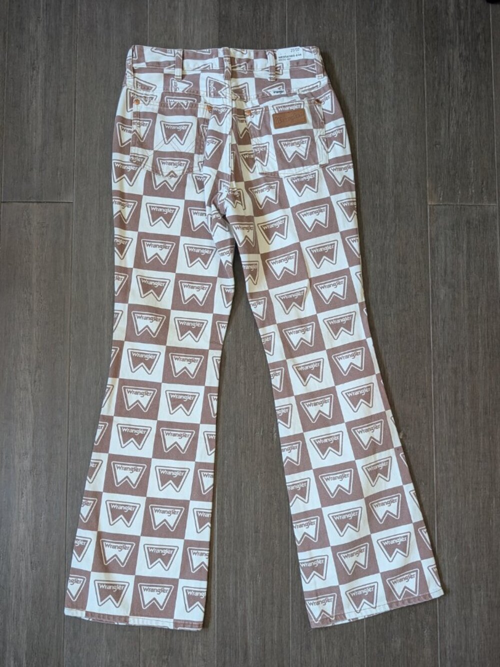 Wrangler Westward 626 Logo Checkerboard High Rise Bootcut Jeans 27/32 - Picture 3 of 11